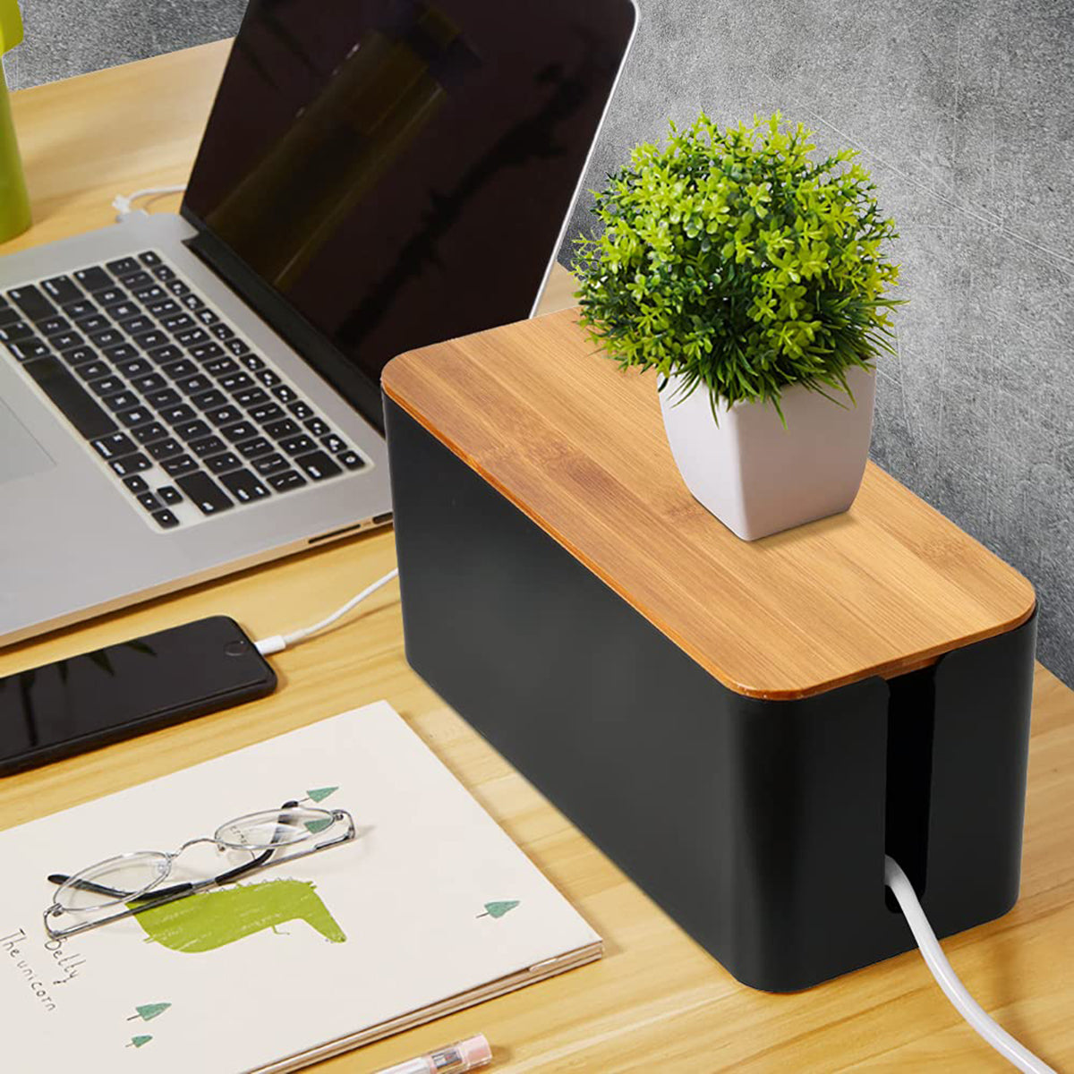 Boîte de Rangement de Câbles en Bois pour Ligne Électrique